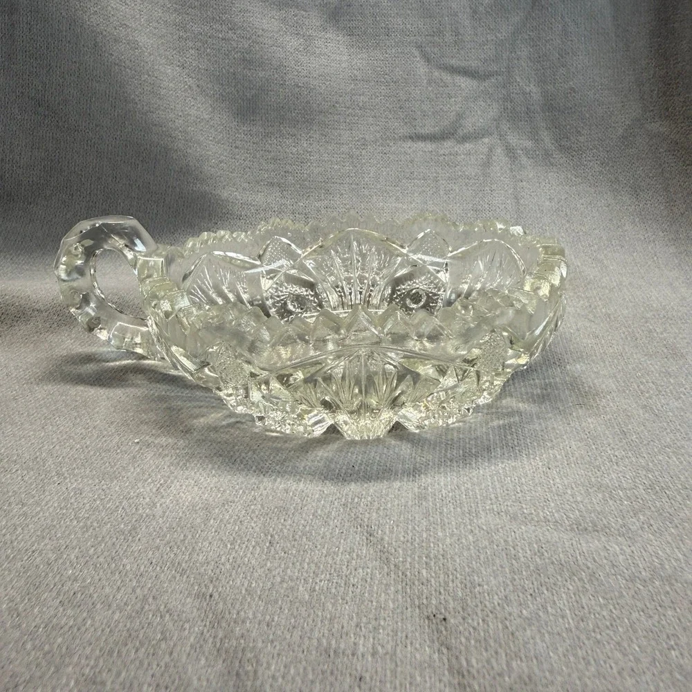 Unbranded Pressed Glass Nappy Bowl Unisex One Size Clear Vintage Sawtooth Edge